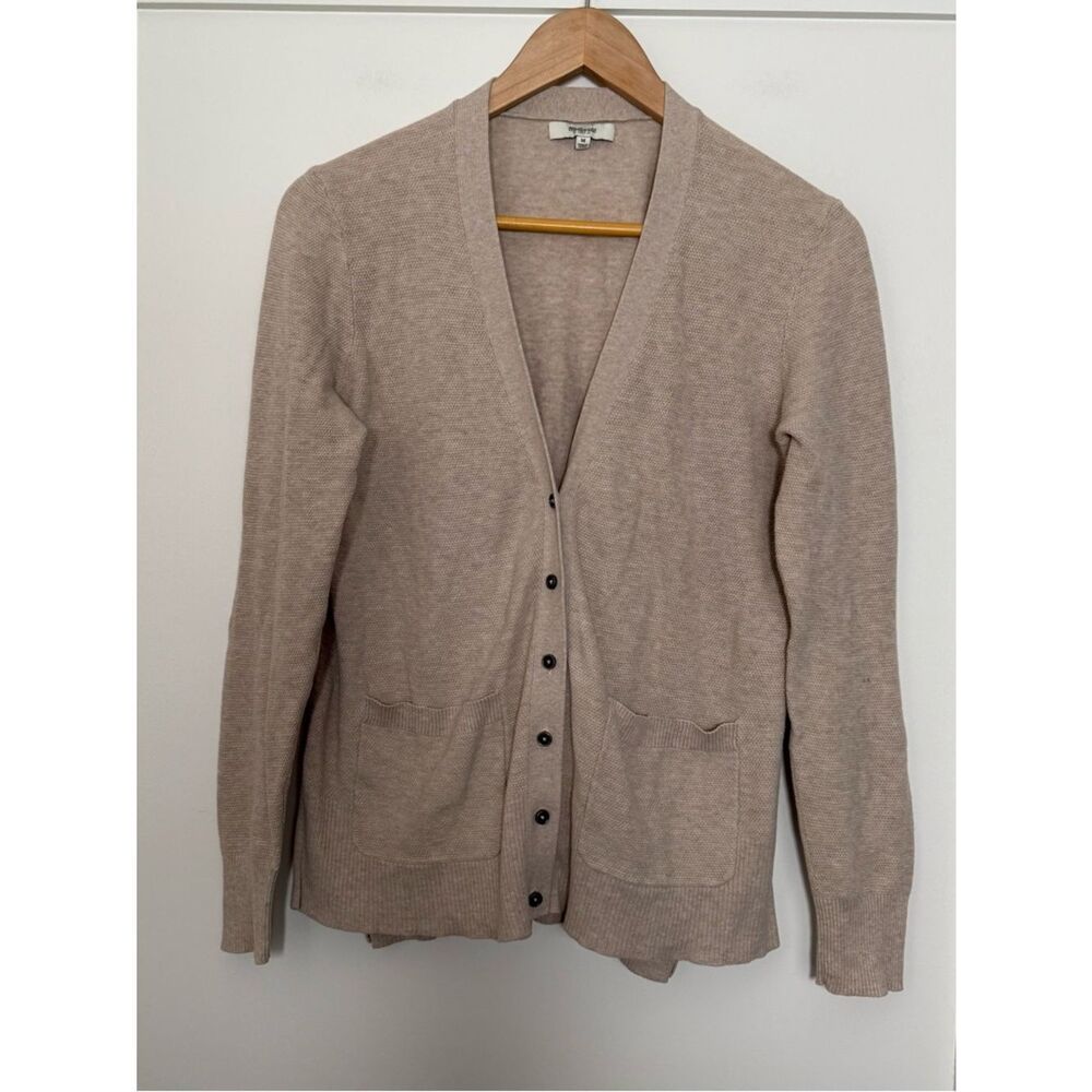 Madewell Cardigan Womens M Ivory Button Up Pockets V Neck Cotton Preppy Neutral
